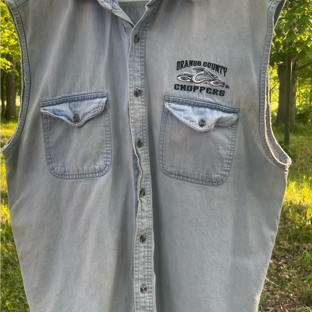 VINTAGE Orange County Choppes Sleeveless Denim Shirt